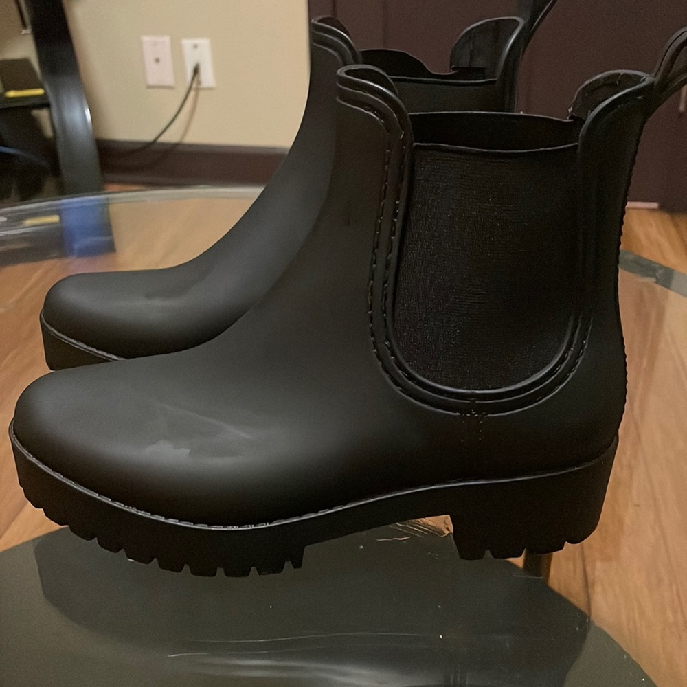 Jeffrey Campbell Womens Rubber Platform Chelsea Boot Black Size 7 Medium